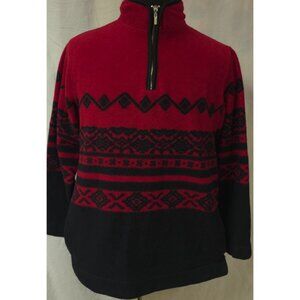 Catalina Womens (L) Fleece Quarter Zip Pullover Aztec Red Black Jacket Sweater